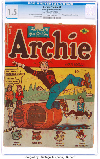 Archie Comics #1 (MLJ, 1942) CGC FR/GD 1.5 Cream...