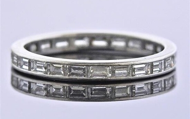 Art Deco Platinum Eternity Wedding Band Ring
