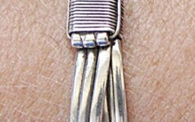 Art deco silver triple bangle bracelet, adjustable.