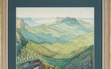 Artist Unknown - Mountain Ranges, View to the Valley 26 x 32 cm