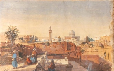 Artista italiano, XIX secolo View of Jerusalem with the mosque of Omar