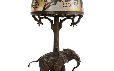 Attrib. Bruno Zach Bronze Elephant Lamp