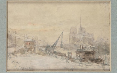 Attribué à Stanislas LEPINE (1835-1892) Vue de Notre-Dame...
