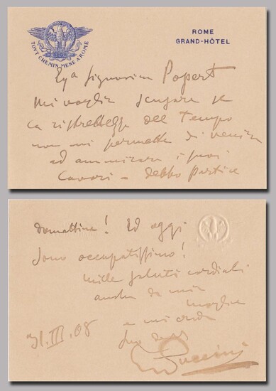 Autograph letter signed to the painter Charlotte Popert