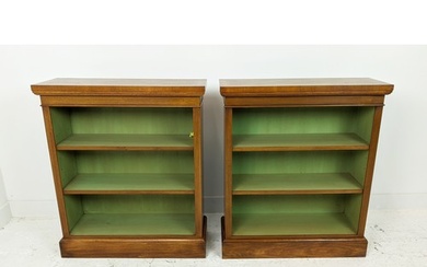 BOOKCASES, a pair, Victorian style burr walnut, with three s...