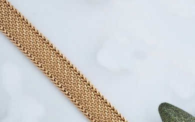 BRACELET ruban à maillons souples en or jaune (750) Long. 19,5 cm - Poids brut...