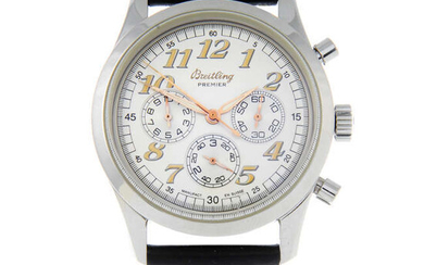 BREITLING - a gentleman's stainless steel Navitimer Premier chronograph wrist watch.