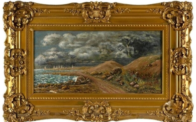 BURT NEULON PIERCE (America, 20th Century), “Cape Cod Storm”., Oil on canvas, 12”