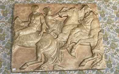 Bas-relief en plâtre patiné d'après la frise des Panathénés 105 x 121 cm