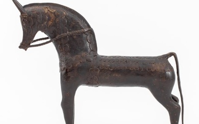 Benin Patinated Bronze Horse Sculpture