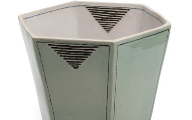 Bent Wiborg (b. 1941) A stoneware jar with green glaze and black...