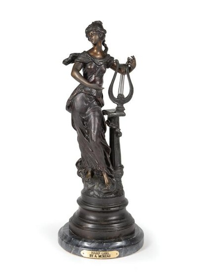 Bronze Figure of "Harp Girl"