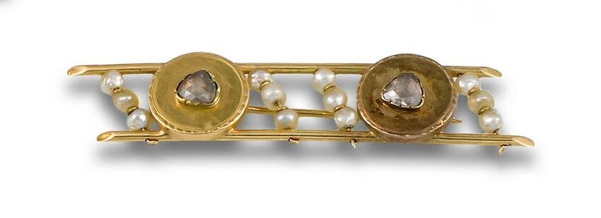 Brooch, late 19th c. yellow gold with rose-cut diamond