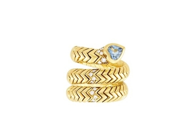 Bulgari Gold, Blue Topaz and Diamond 'Spiga' Ring