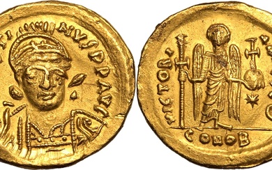 Byzantine Empire Justin I AD 519-527 AV Solidus Good Extremely Fine; minor graffiti to obv., well-centred and lustrous