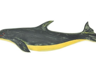 C. Voorhees Folk Art Carved Painted Dolphin Plaque