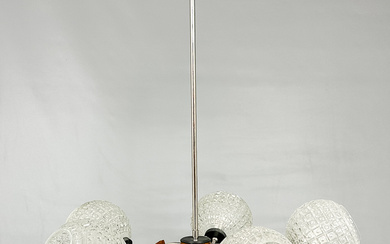 CEILING LAMP, teak, glass, 1960/70's.