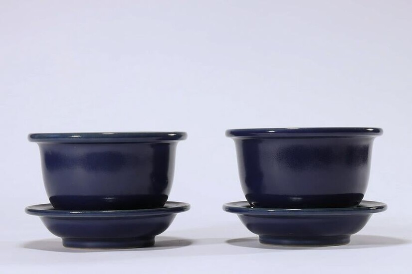 CHINESE PAIR OF BLUE GLAZED PORCELAIN POTS