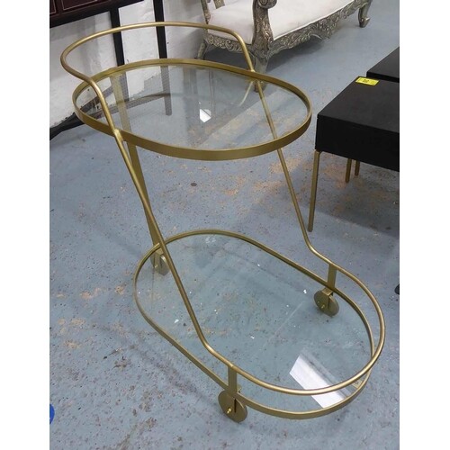 COCKTAIL TROLLEY, mid century Italian style, gilt metal and ...
