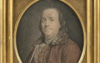 COLOR MEZZOTINT OF BENJAMIN FRANKLIN WITH ACCOMPANYING