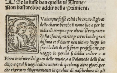 Card game.- Berni (Francesco) Capitolo del gioco della primiera col comento di messer Pietropaulo da San Chirico, no place, no printer, 1526.