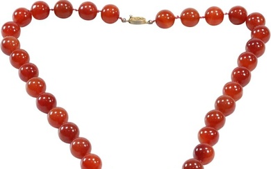 Carnelian Agate Bead Necklace 24 inches length x 5/8 in.