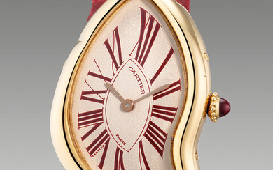 Cartier, An impressive, unusual and very rare limited edition pink gold asymmetric wristwatch, certificate and presentation box, numbered 6 of a limited edition of 40 pieces, made for the Hong Kong market