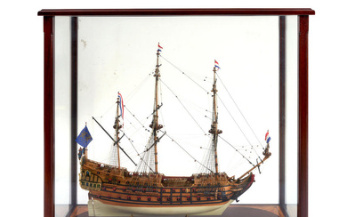 Cased Model of an English Warship United States or Britain,...