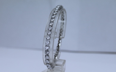 Certified 14.4 ctw diamond tennis bracelet - 14k white gold