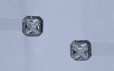 Certified 2.4 ctw diamond earrings - 14k white gold