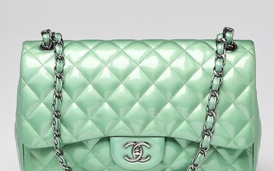 Chanel Light Green Quilted Patent