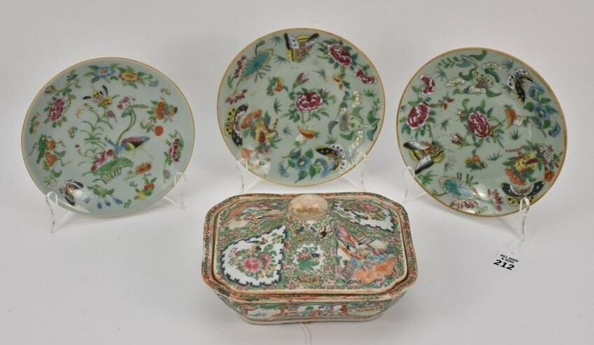 Chinese Famille Rose Porcelain Covered Dish w/ 3