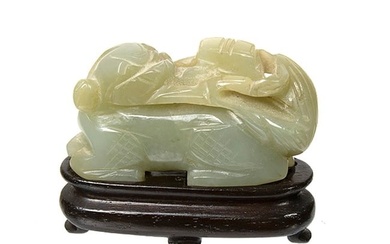 Chinese celadon jade mythical beast carving