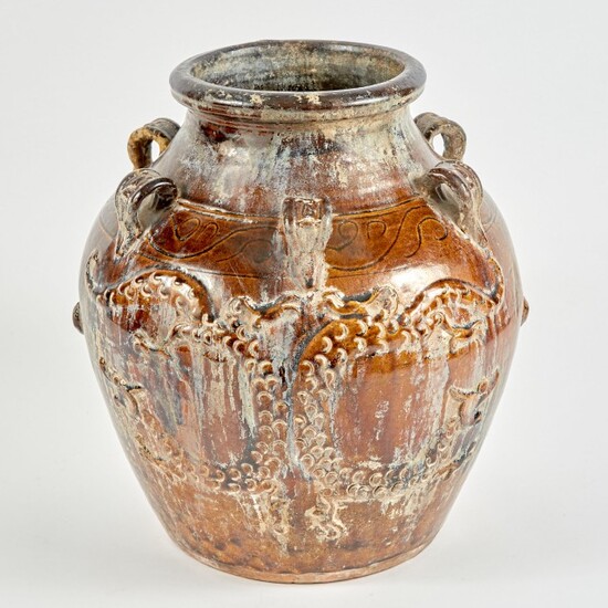 Chinese or Southeast Asian Brown-Glazed Martaban Storage Jar