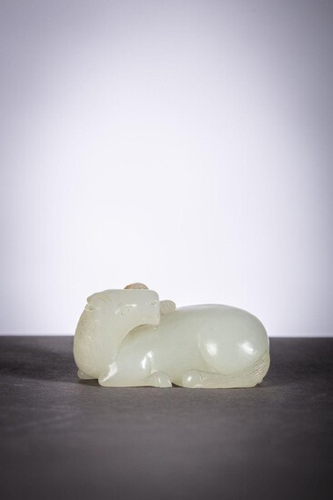 Chinese sculpture in jade 'horse and monkey', Qing dynasty (3x5x2cm)