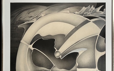Christian ODDOUX (1947-2022),"Composition", fusain et encre monogrammé en bas à droite, H : 63 cm,...
