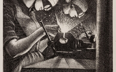 Christopher Richard Wynne Nevinson (1889-1946) Acetylene Welder, from the series 'Britain's Efforts and Ideals: Making Aircraft'
