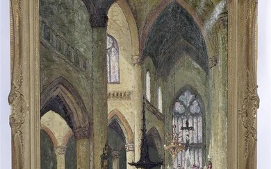 Church interior, canvas 79.5x66 cm