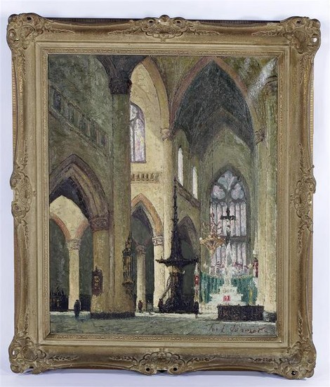 Church interior, canvas 79.5x66 cm