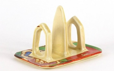 Clarice Cliff Fantasque toast rack, hand painted in the