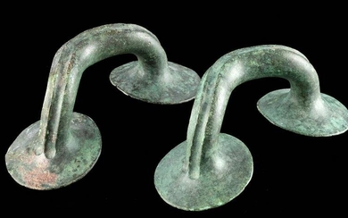 Classical Greek Leaded Bronze Vessel Handles (pr)