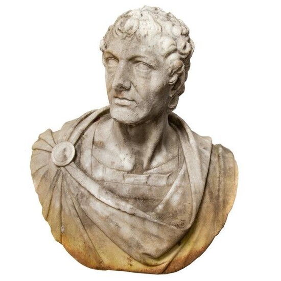 Classical Style Carved Marble Bust of Caesar