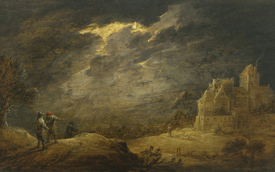 DAVID TENIERS II (ANTWERP 1610-1690 BRUSSELS) A landscape with lightning