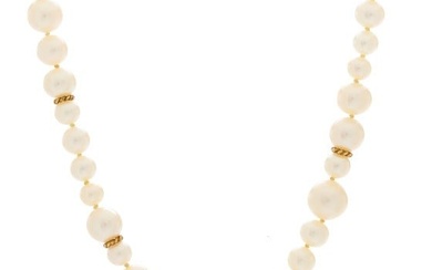 David Yurman Sterling Silver 18K Yellow Gold Pearl Necklace