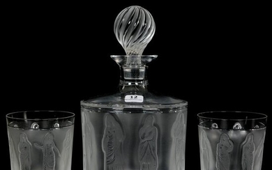 Decanter Set Signed Lalique France, Femmes Antiques