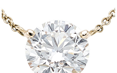 Diamond, Rose Gold Necklace Stones: Round brilliant-cut diamond weighing...
