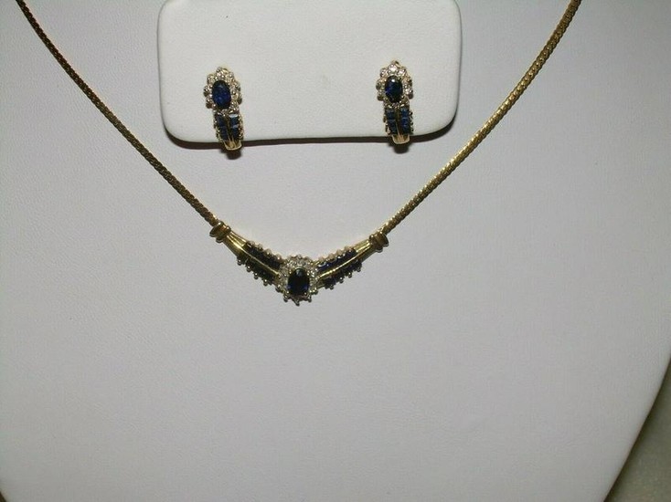 Diamond Sapphire Necklace/Earri; ng Set, Zales