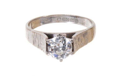 Diamond single stone ring with an old brilliant cut diamond estimated to weigh approximately 1.05cts
