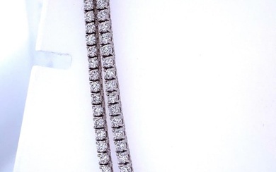 Double Row Diamond Tennis Necklace 6.67 Carat 14 Karat White Gold