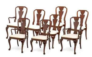 EIGHT BAKER QUEEN ANNE DINING CHAIRS.